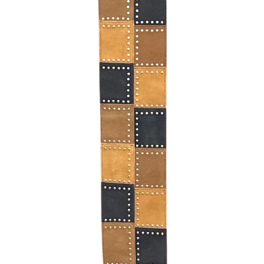 Michael Michael Kors Brown Tan Suede Studded Patchwork Wide Waist Belt 553927 M - Picture 3 of 6